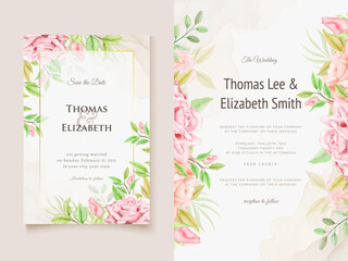 Wonderful Roses Watercolor Wedding Invitation Card