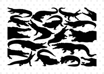 Crocodile Silhouette, Crocodile SVG, Caiman Svg, Cayman Animal Svg, Animal Svg, Crocodile Bundle, SB00247