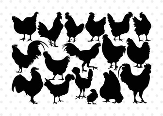 Chicken Silhouette, Chicken SVG, Hen Svg, Chick Svg, Baby Chick Svg, Chicken Bundle, SB00237