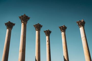 Old pillars blue sky