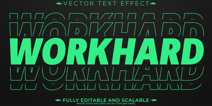 Workhard text effect, editable stylish and gym text style