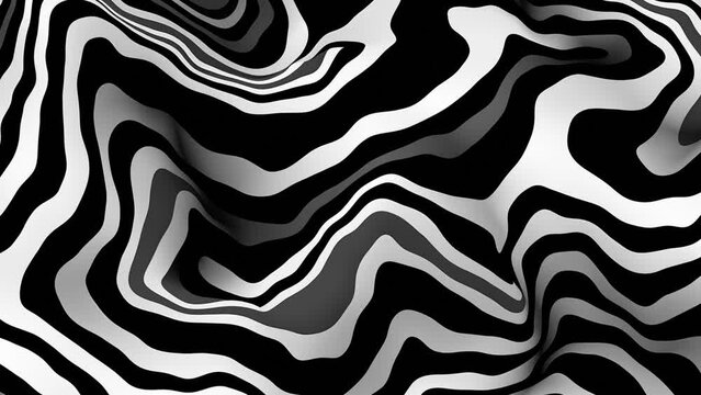 animation - Black and white psychedelic optical illusion. Abstract hypnotic animated background.