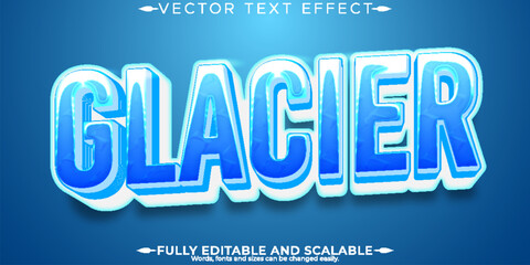 Ice text effect, editable iceberg and snow text style - obrazy, fototapety, plakaty