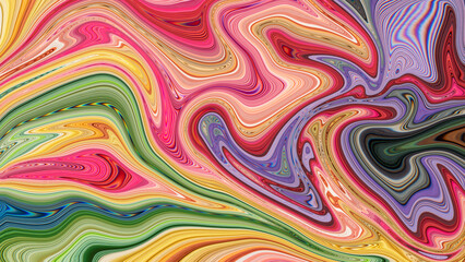 Abstract fluid art background bright colors. Liquid marble. Ink backdrop with wavy pattern.