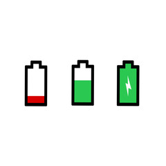 Icon battery symbol low energy icon phone empty or full 