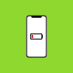 Icon mobile battery phone low battery background green