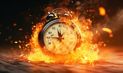Time crunch, Burning clock working overtime to finish work,Shopping time clock for last minute offer. 
