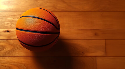 a basketball on the wooden floor
