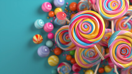 Fototapeta na wymiar Colorful candy picture on desktop 