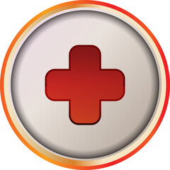 Obraz premium red glossy button, plus, addition, add symbol