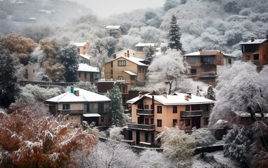 village houses in winter