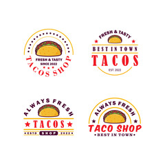 Set of taco logo color template design
