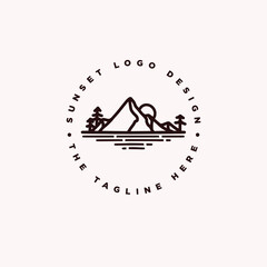 Mountain rock and hills icon simple clean logo design inspiration