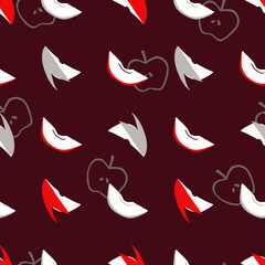 Fresh Apple Fruit Slices Vector Graphic Seamless Pattern