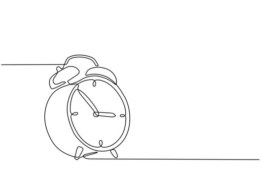 Continuous line drawing of alarm clock. alarm clock icon in single line doodle style. Alarm clock one line design on white background. vector illustration