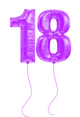18 Purple Balloons Number