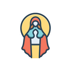 Color illustration icon for mary 