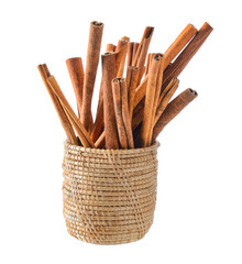 Cinnamon in basket on transparent png