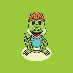 Cute crocodile working cartoon illustration