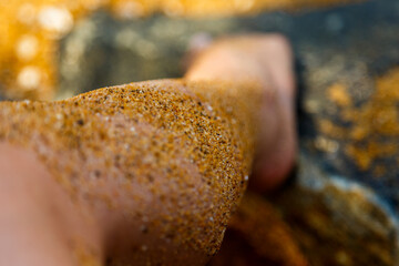 Leg covered with sand on the beach