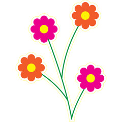 Springtime stickers, magnets collection with decorative floral design