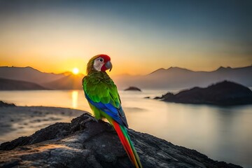 parrots in the sunset