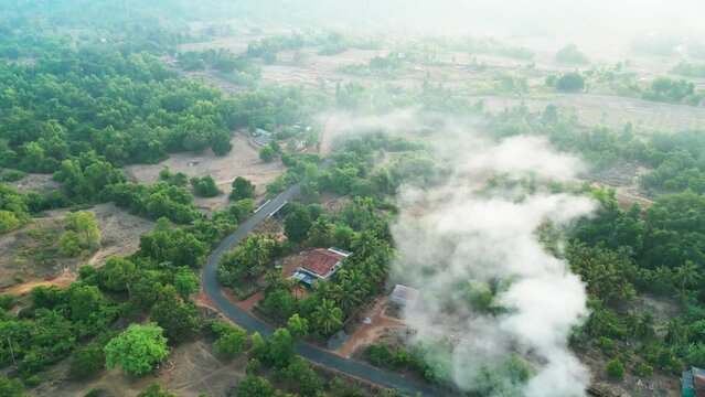 greenery village smoke bird eye view in malvan