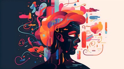 Fototapeta premium Abstract woman mental health illustration