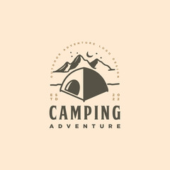 Vintage camp mountain outdoor logo design template inspiration