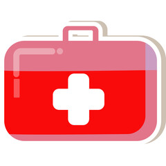 Obraz premium Medicine cute stickers template set. Treatment of diseases, drugs vitamins, medical items. Healthcare objects. Scrapbooking elements. Vector illustration in flat cartoon design