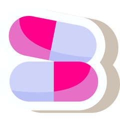 Medicine cute stickers template set. Treatment of diseases, drugs vitamins, medical items. Healthcare objects. Scrapbooking elements. Vector illustration in flat cartoon design