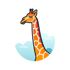  A pixel-perfect, minimalistic vector icon showcasing a [giraffe] in a modern line art style created with generative AI software