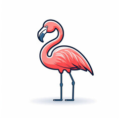 An icon depicting a [flamingo], designed in a modern line art style created with generative AI software