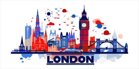 Fototapeta na wymiar London Skyline Colour Vector Illustration