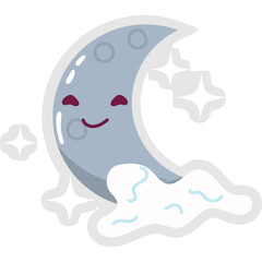 Vector set of cute stars and moon - good night elements for sticker or badge design.