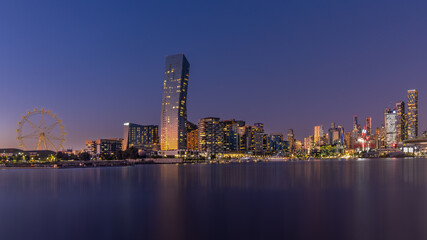 Fototapeta na wymiar Docklands CBD Melbourne Blue Hour Beautiful Sky
