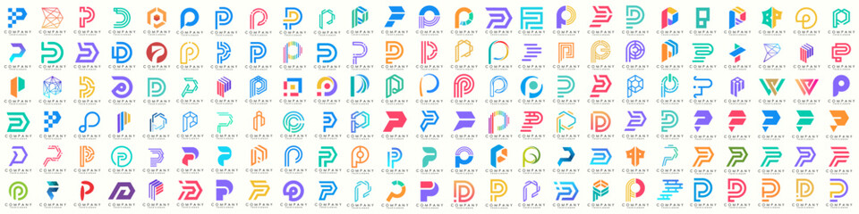 mega collection letters P logo design. modern creative monogram icon design inspiration.