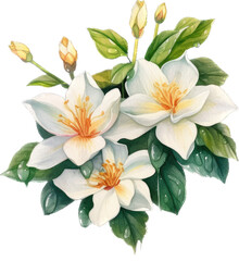 Ethereal Blooms, A Delicate Jasmine Watercolor Painting