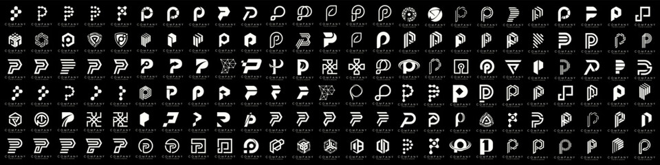 mega collection letters P logo design. modern creative monogram icon design inspiration. - obrazy, fototapety, plakaty