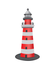 Lighthouse tower vector isolated on white. Navigational lighthouse.