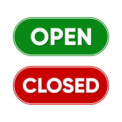Open and closed signs vector set