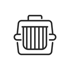Pet Carrier Icon. Vector Outline Editable Sign for Safe Animal Transport and Travel.