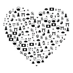 Icons in the form of a heart on a white background.