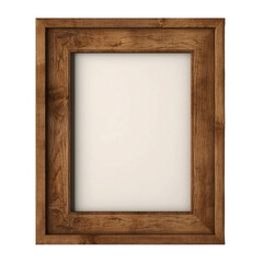 Old brown centered wooden frame isolated on transparent background. Antique old portrait rectangle vertical rustic wood frame border mock up for poster, photo, art, image, picture, art. generative ai