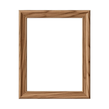 Natural wood frame isolated on transparent background. Portrait vertical rustic oak wooden frame mock up for poster, photo, art, image, picture, wall art, text, product mockup. generative ai