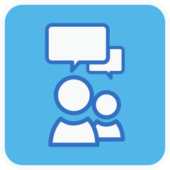 Naklejka premium conversation flat icon in square.