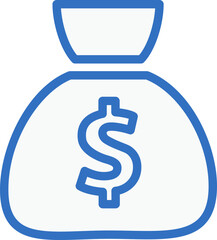 money bag icon line design, monoline icons.