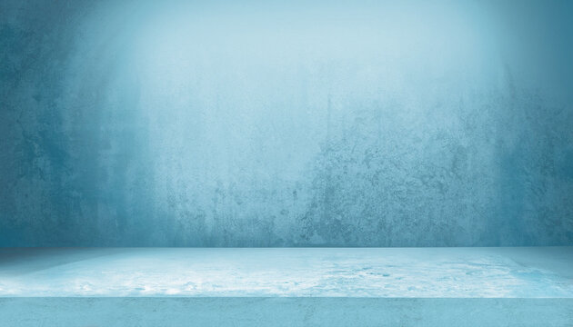 blue ice background studio wall of cement and  background for presentation product
