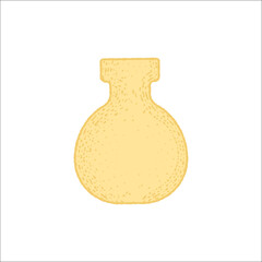 Cute Halloween potion bottle. Trick or treat. Vintage clipart in retro engraving style. Vector illustration isolated on white background.