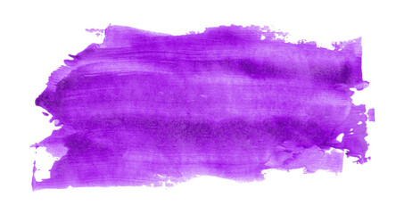 Shiny purple brush watercolor painting isolated on transparent background. watercolor png